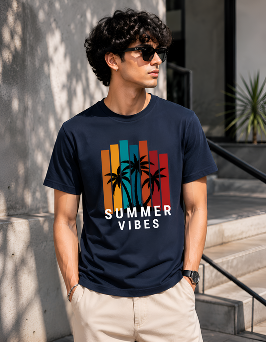 Summer Vibes Retro Palm Tree Unisex Supima T-Shirt