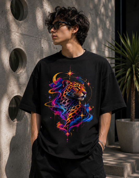 Cosmic Leopard Unisex Oversized Terry Tee