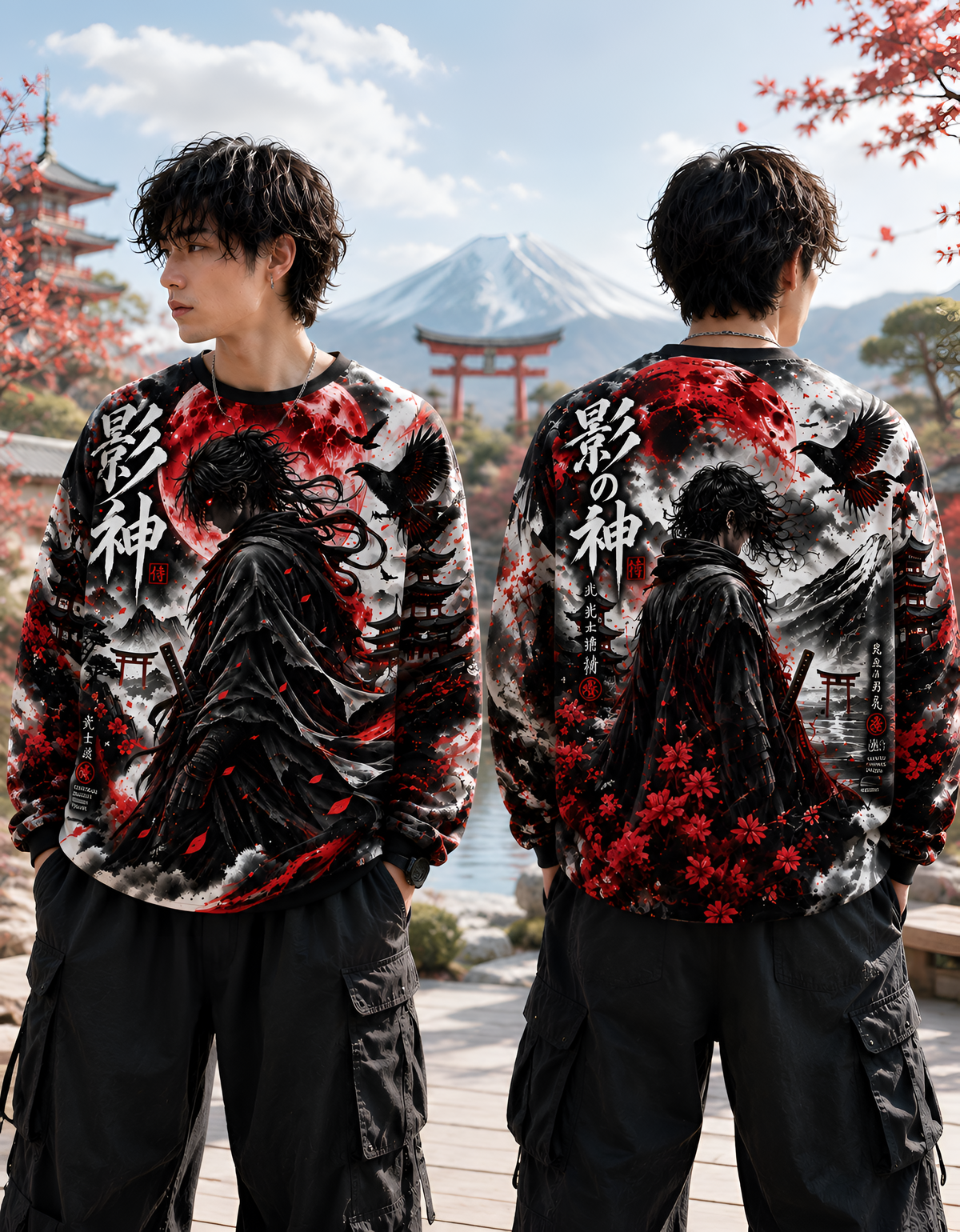 Blood Moon Samurai All-Over Print Oversized Tee
