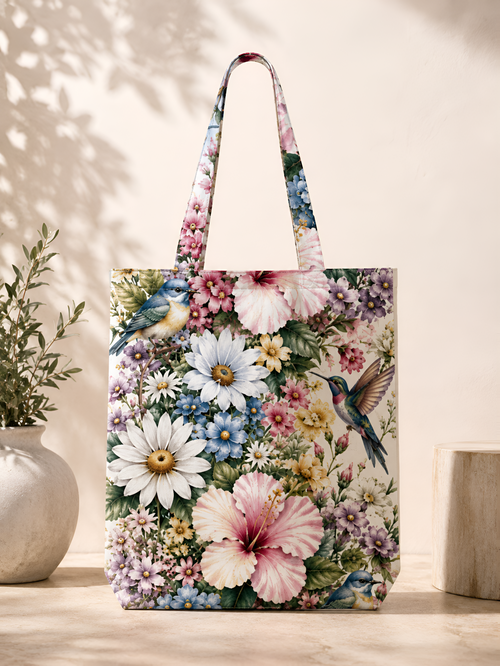 Spring Garden Botanical Unisex Zipper Tote Bag