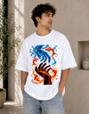 Elemental Harmony Fire & Water Koi Unisex Oversized T-Shirt