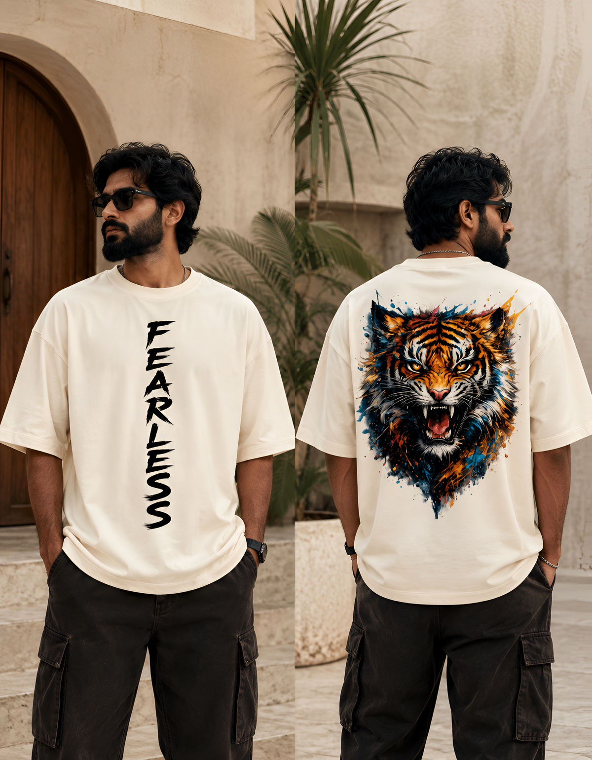 Fierce Watercolor Tiger Unisex Oversized Terry Tee