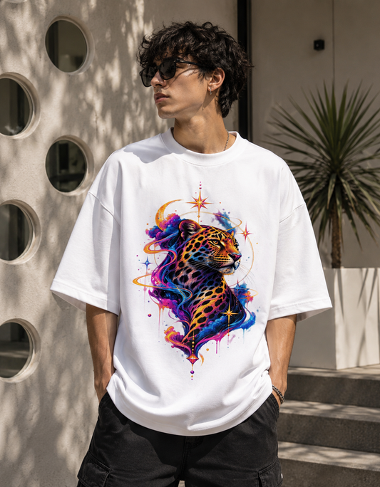 Cosmic Leopard Unisex Oversized Terry Tee
