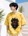Cosmic Tiger Yellow Tie-Dye Unisex Oversized Tee