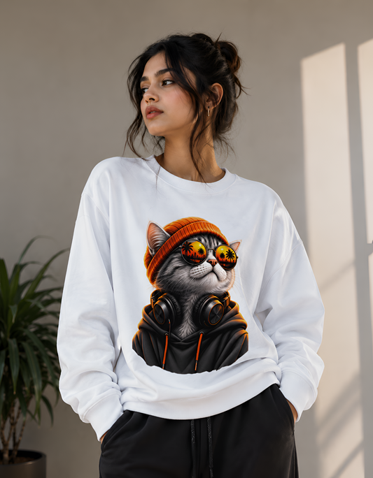 Sunset Chill DJ Cat Unisex Sweatshirt