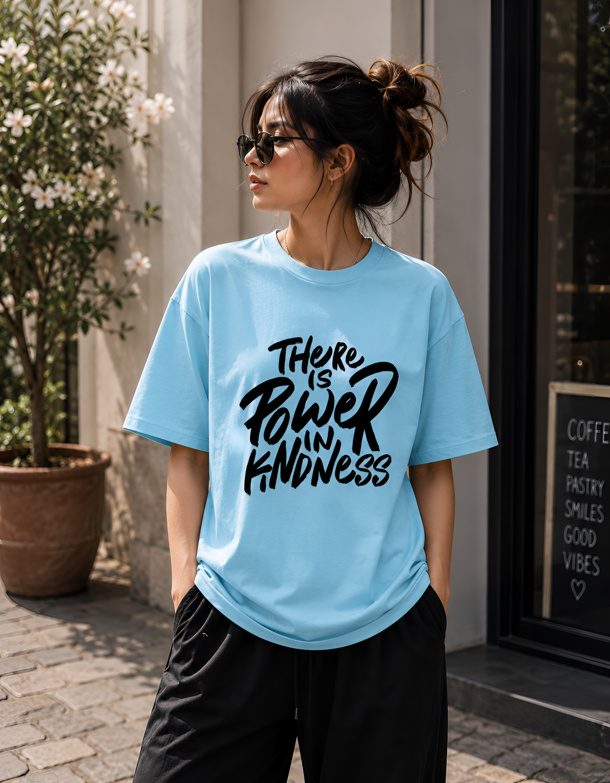 "There Is Power In Kindness" Motivational Unisex Oversized T-Shirt