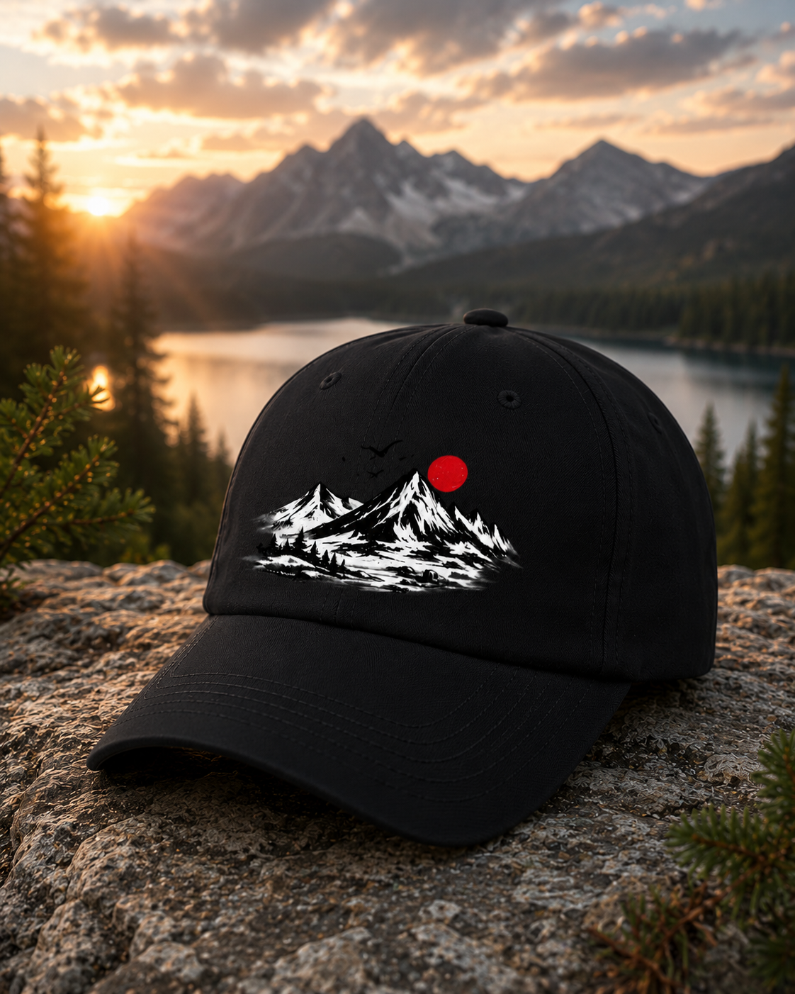 Minimalist Mountain Landscape Baseball Cap