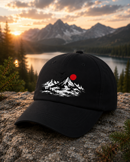 Minimalist Mountain Landscape Baseball Cap