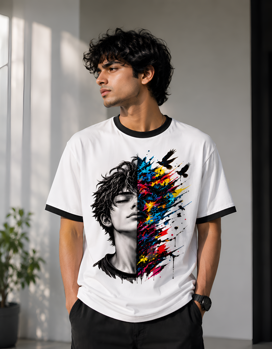 Serenity & Chaos Split Face Unisex Ringer T-Shirt