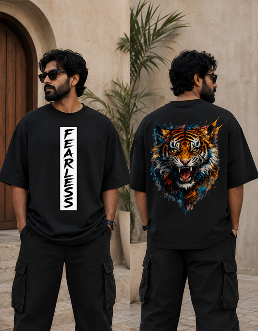 Fierce Watercolor Tiger Unisex Oversized Terry Tee