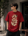 Floral Dragon Graphic Unisex Terry Oversized Tee