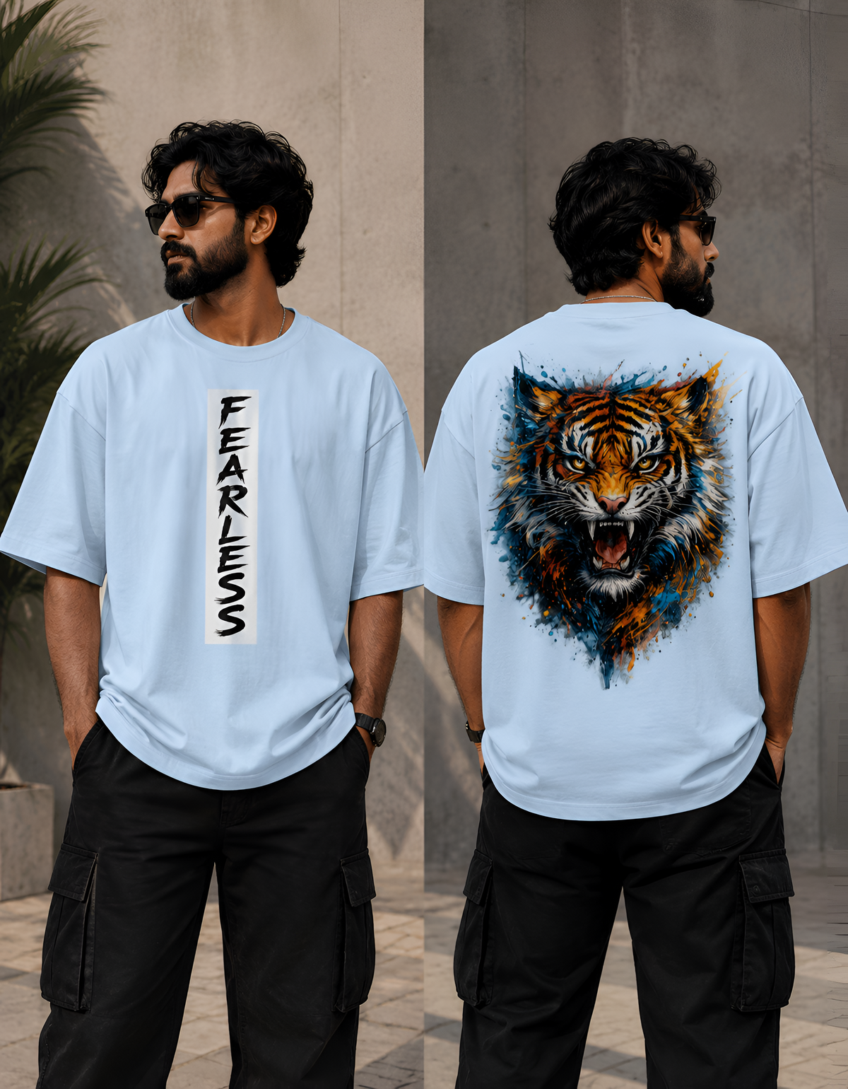 Fierce Watercolor Tiger Unisex Oversized Terry Tee