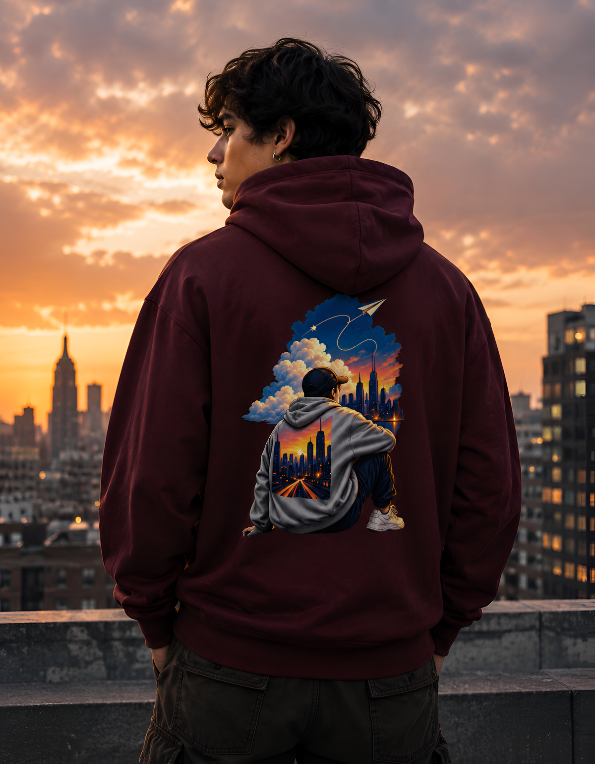 Urban Dreamer Sunset Back-Print Unisex Hoodie
