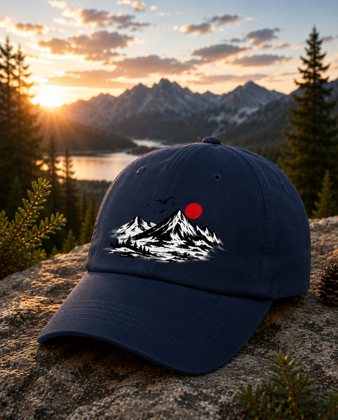 Minimalist Mountain Landscape Baseball Cap
