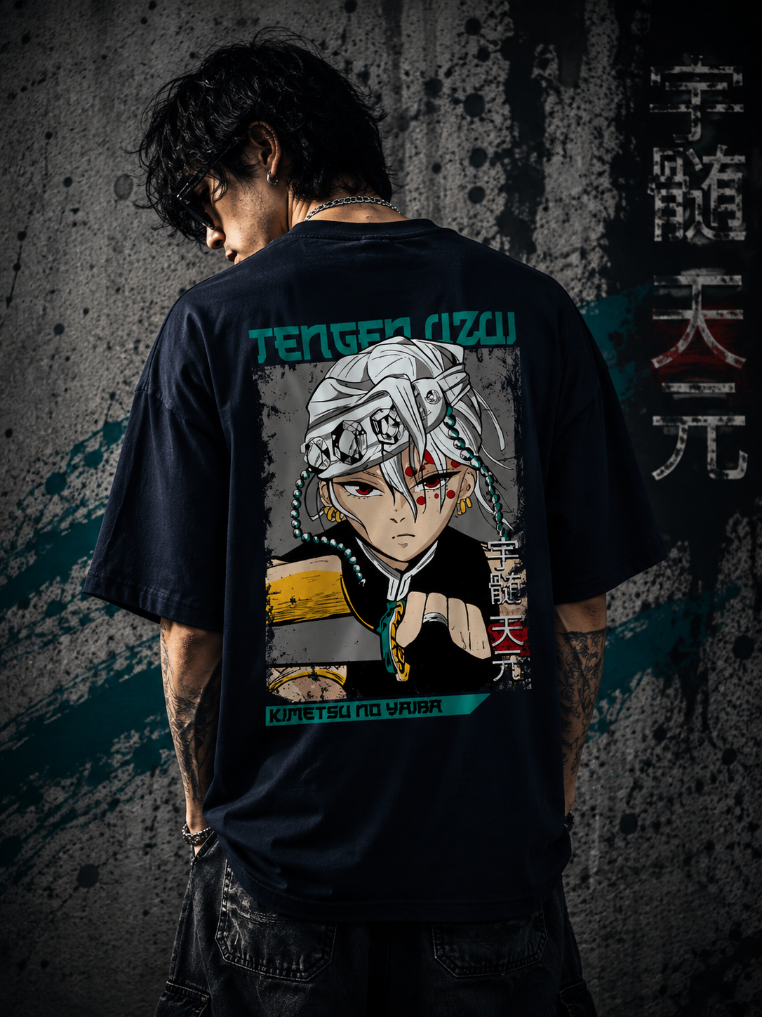 Tengen Uzui Demon Slayer Graphic Unisex Oversized Terry T-Shirt