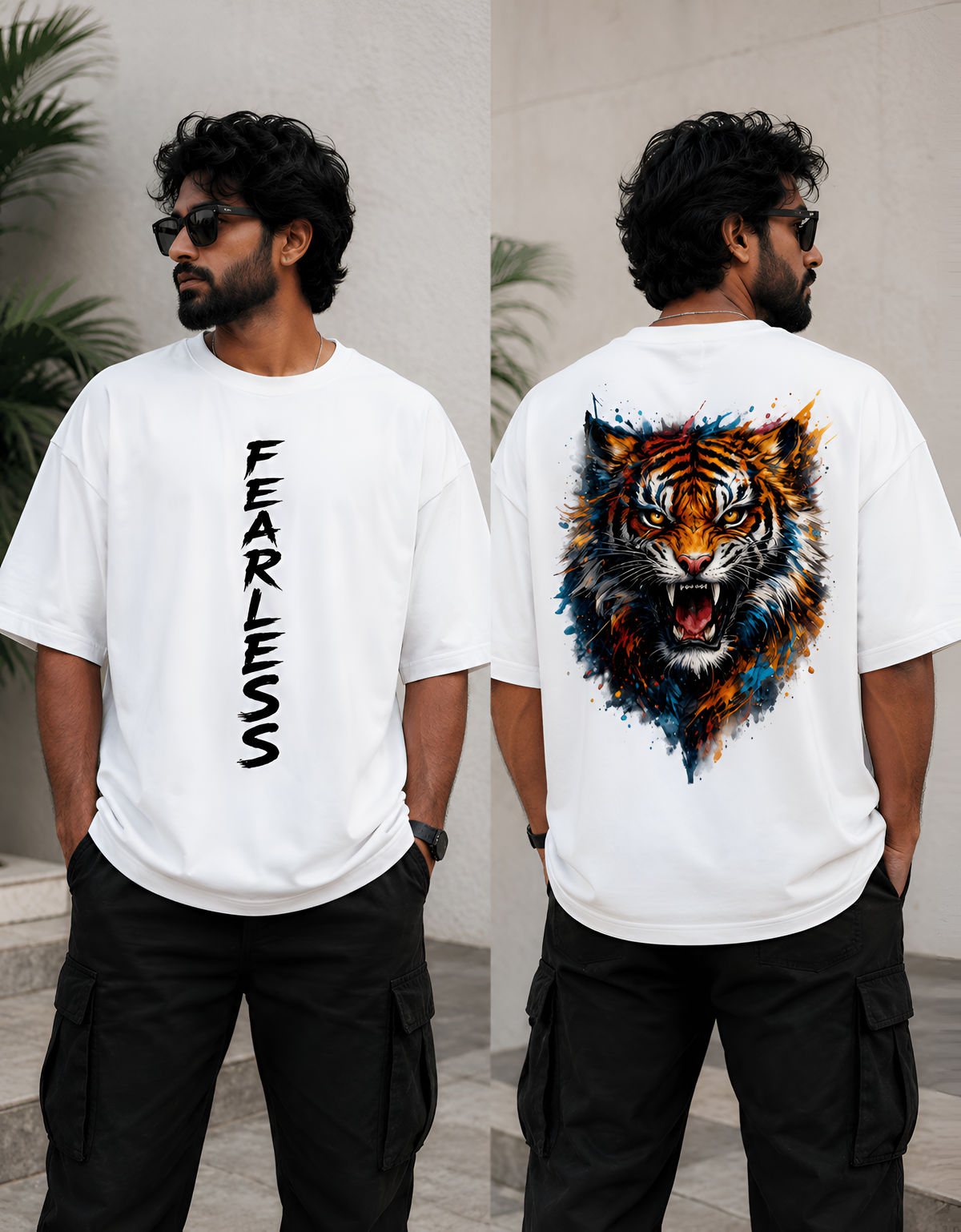 Fierce Watercolor Tiger Unisex Oversized Terry Tee