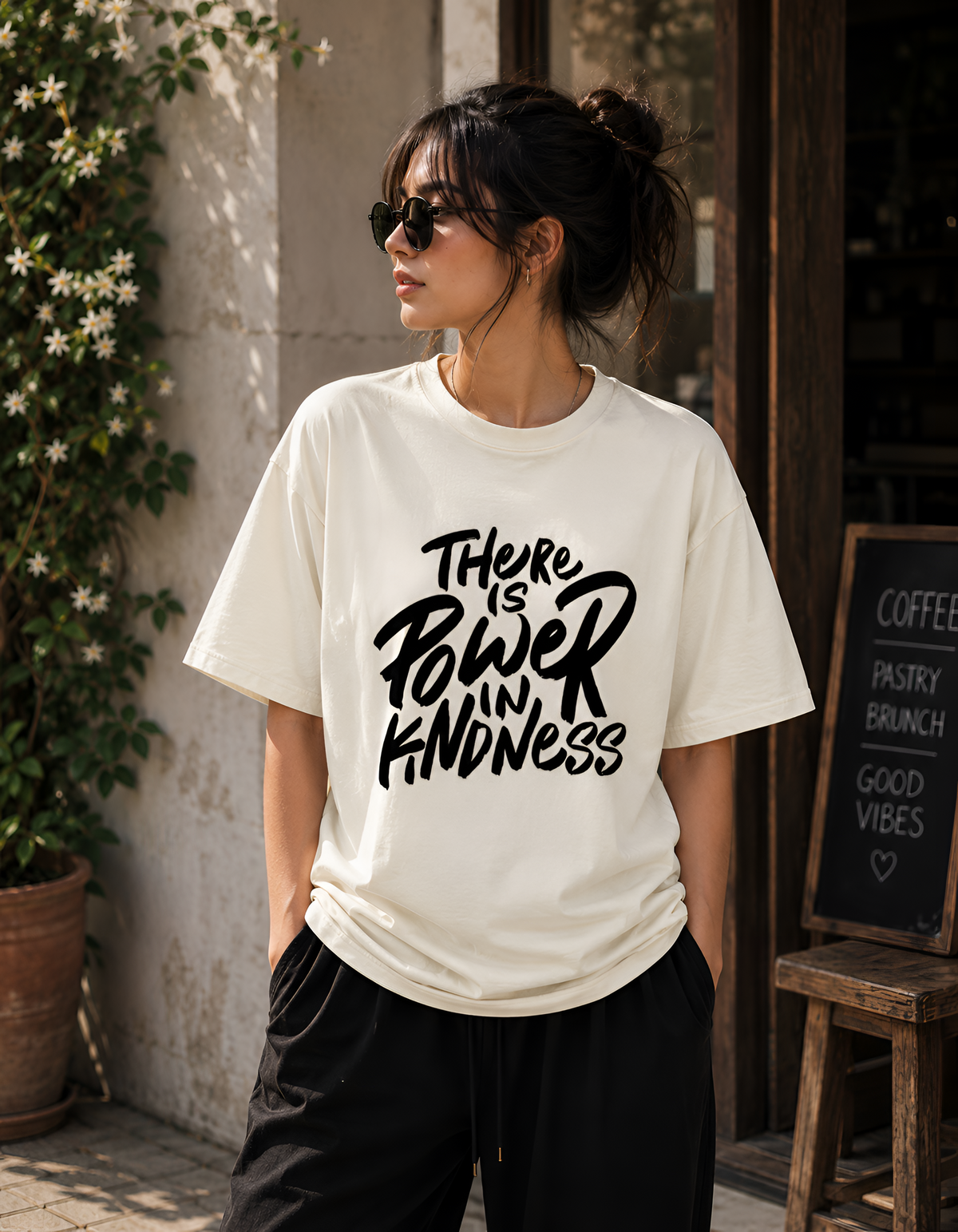 "There Is Power In Kindness" Motivational Unisex Oversized T-Shirt