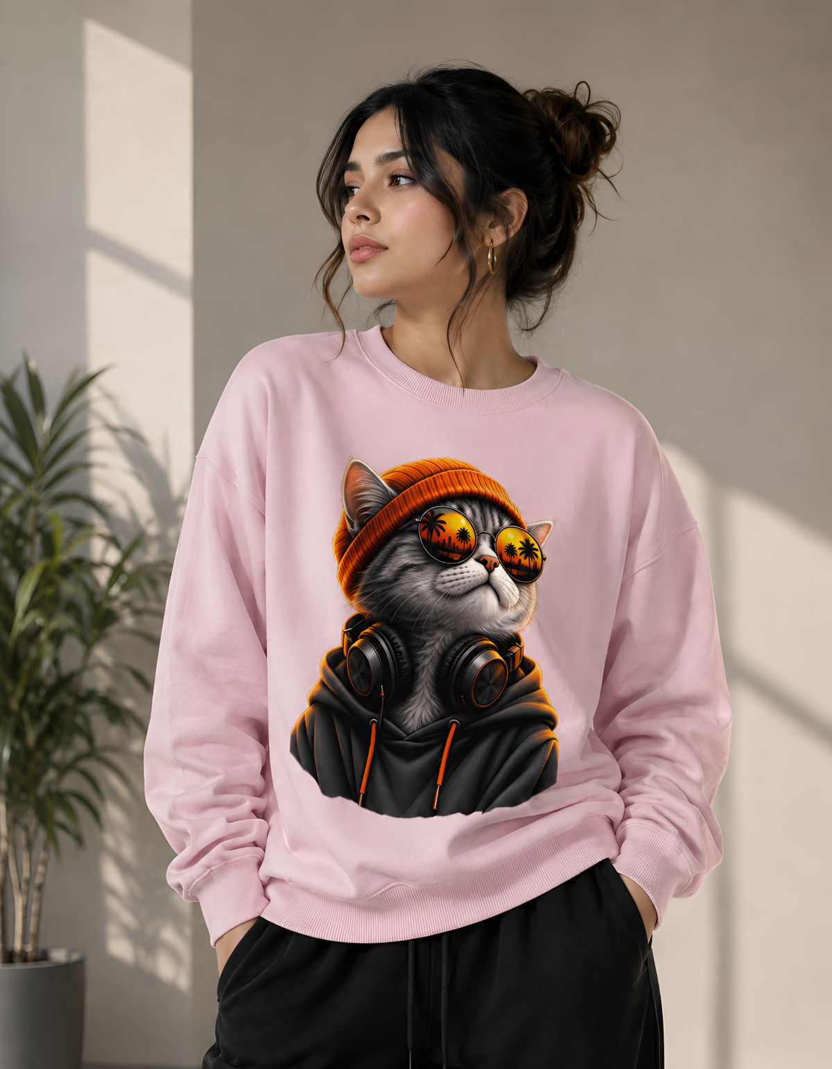 Sunset Chill DJ Cat Unisex Sweatshirt