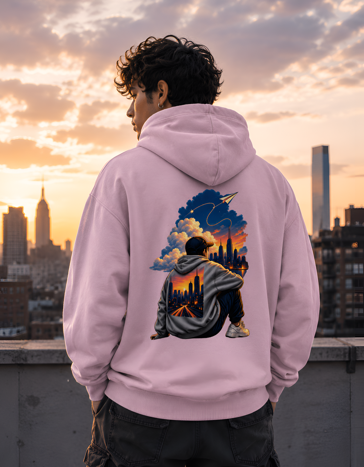 Urban Dreamer Sunset Back-Print Unisex Hoodie