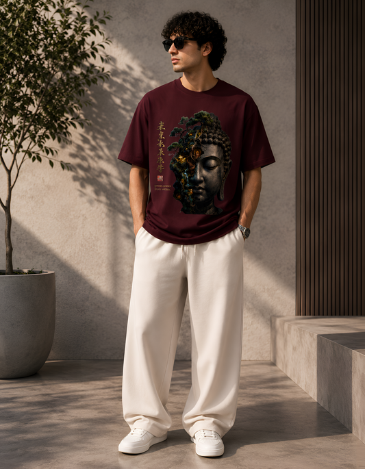 Peace Comes From Within Split Buddha Unisex Oversized T-Shirt