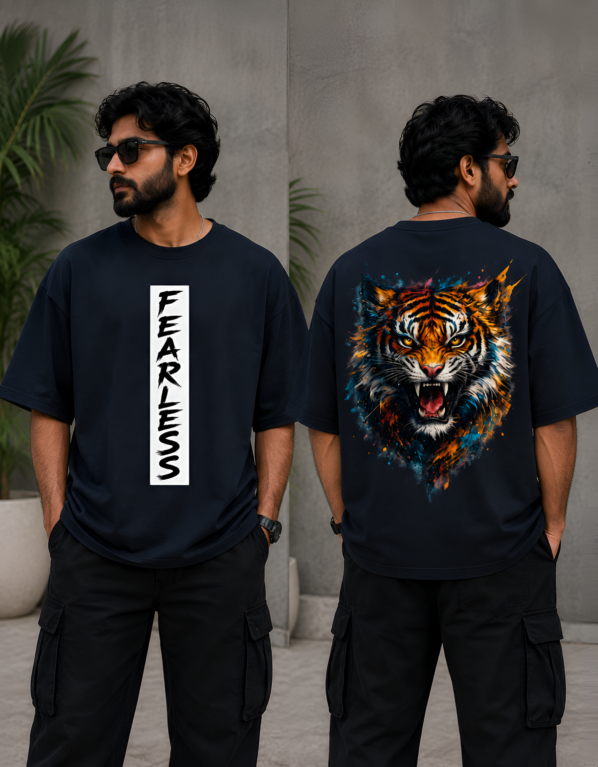 Fierce Watercolor Tiger Unisex Oversized Terry Tee