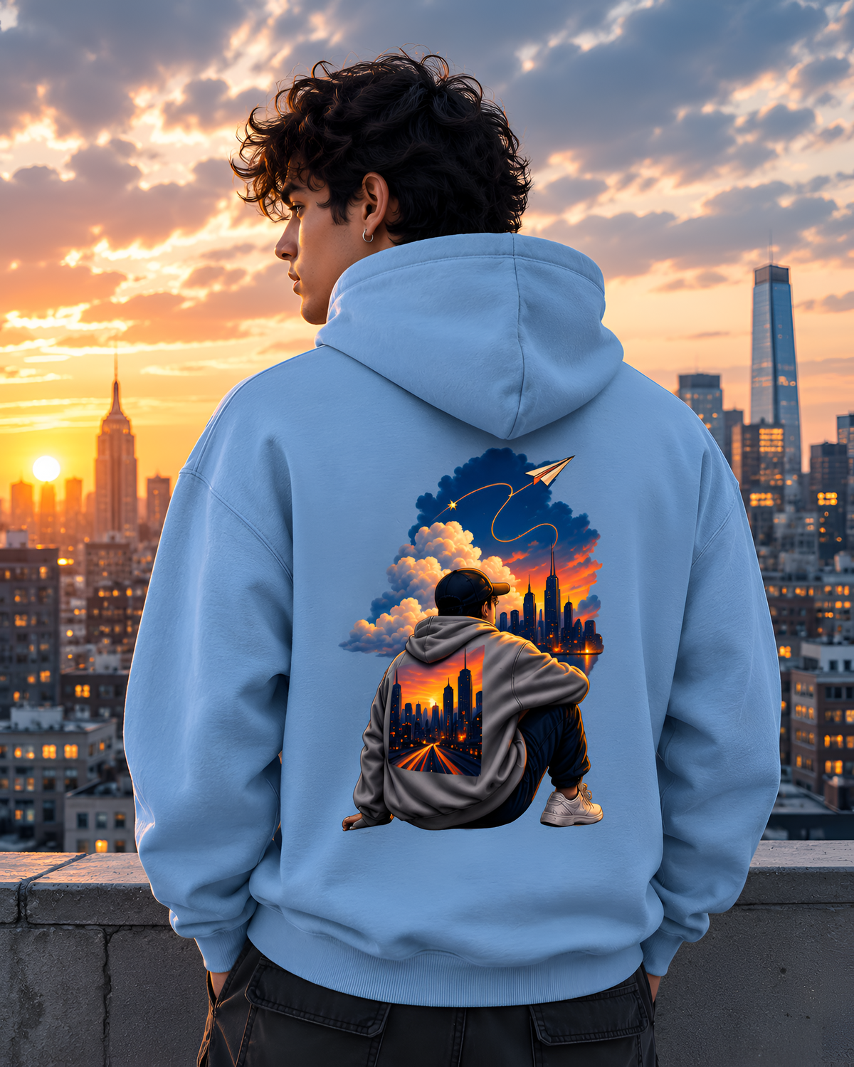 Urban Dreamer Sunset Back-Print Unisex Hoodie