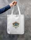 Evil Eye Celestial Black Canvas Tote Zipper Bag