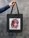 Anime Girl with Red Flower Graphic Zipper Tote Bag