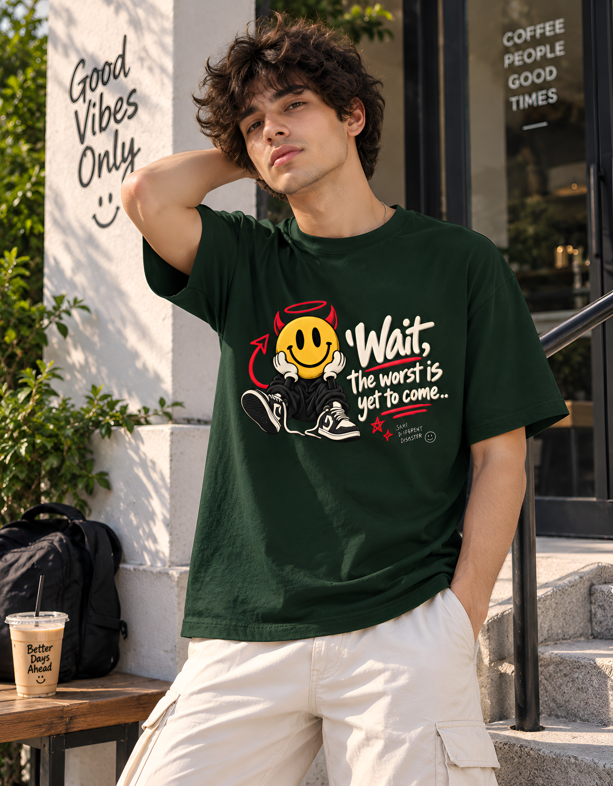 "Wait, The Worst Is Yet To Come" Devil Smiley Unisex Classic Crew T-Shirt