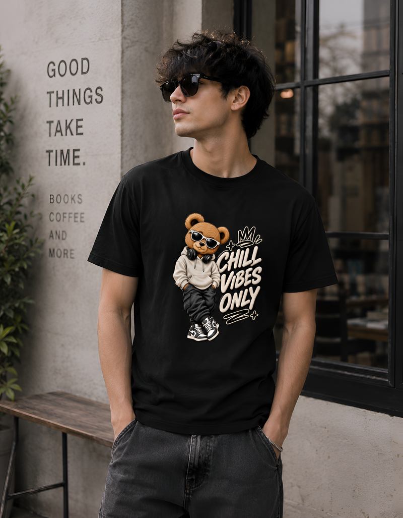 Chill Vibes Only Bear Unisex Classic Crew T-Shirt
