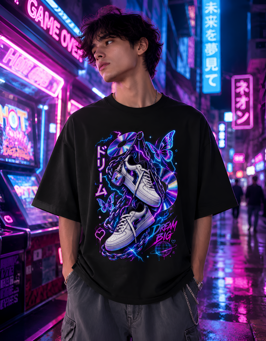 Cyber Dream Y2K Puff Print Unisex Oversized Tee