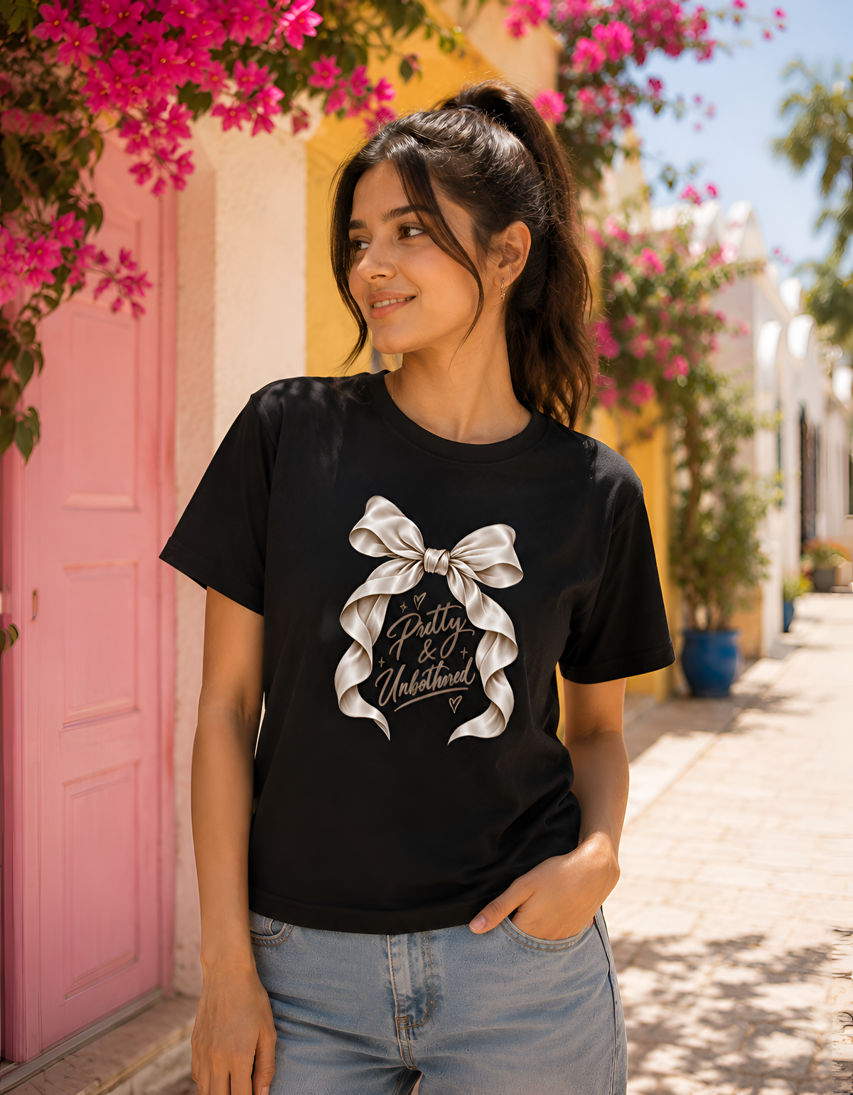 Pretty & Unbothered Bow Unisex Classic Crew T-Shirt