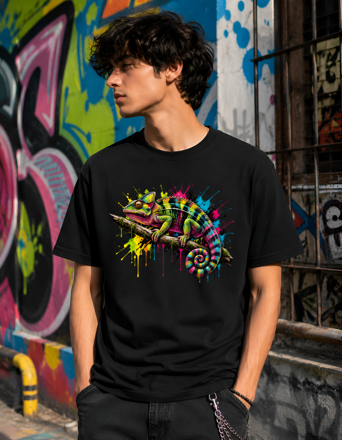 Chameleon Puff Print Unisex Classic Crew T-Shirt