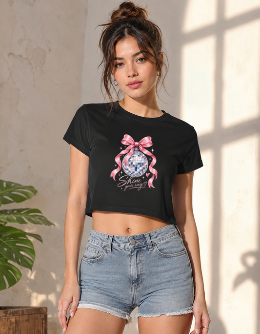 Shine Your Way Disco Bow Crop Top