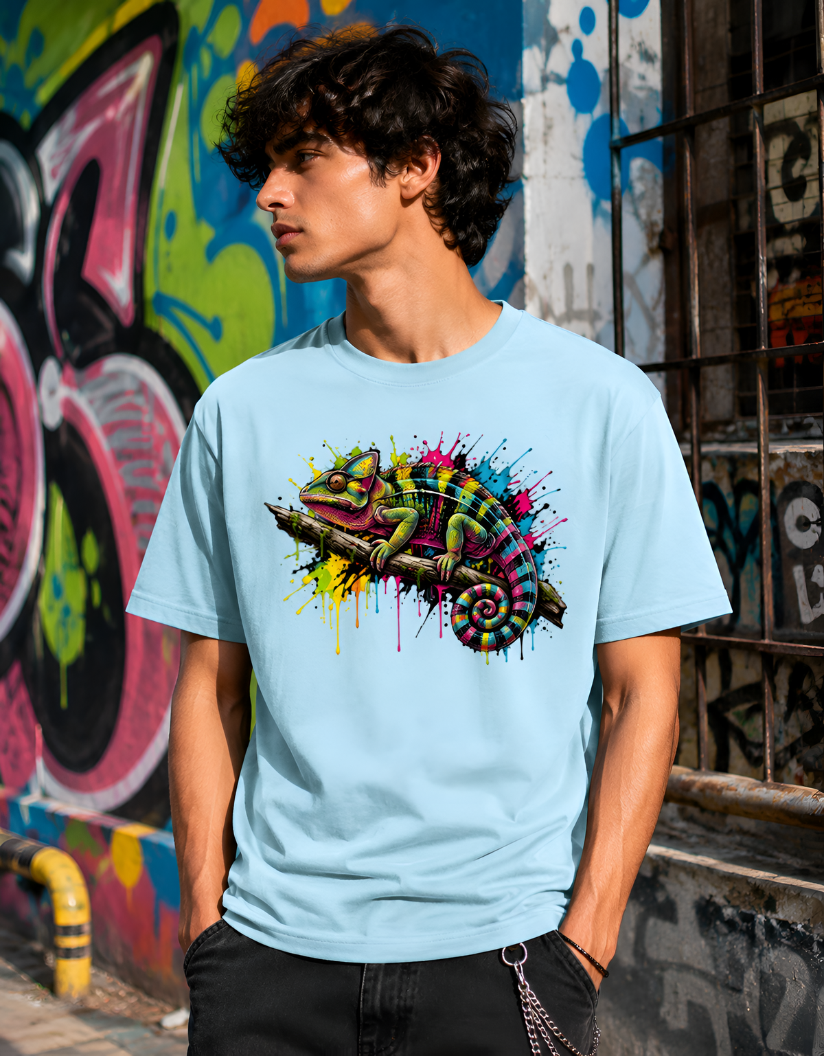 Chameleon Puff Print Unisex Classic Crew T-Shirt