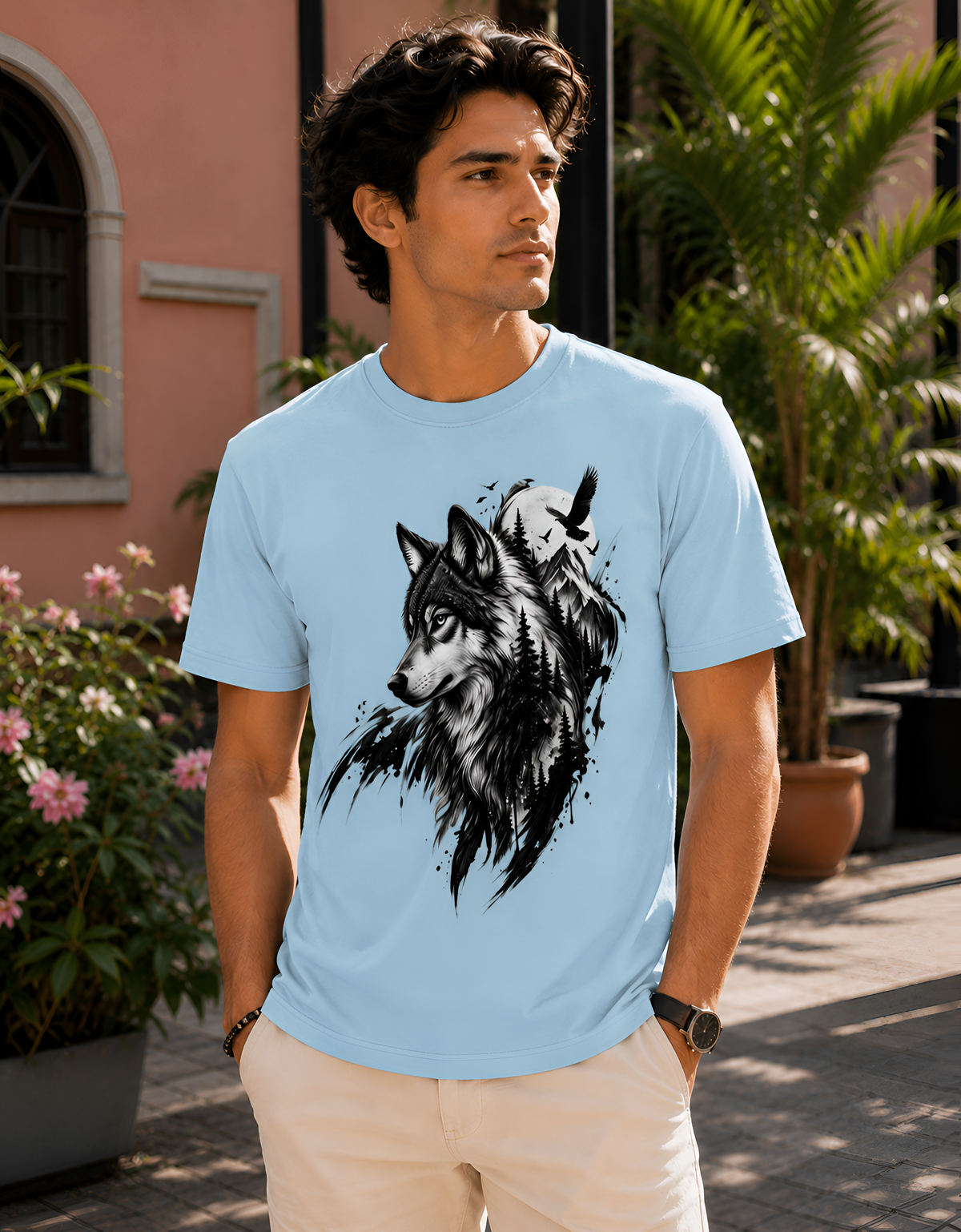 Wilderness Spirit Wolf Sky Unisex Tee