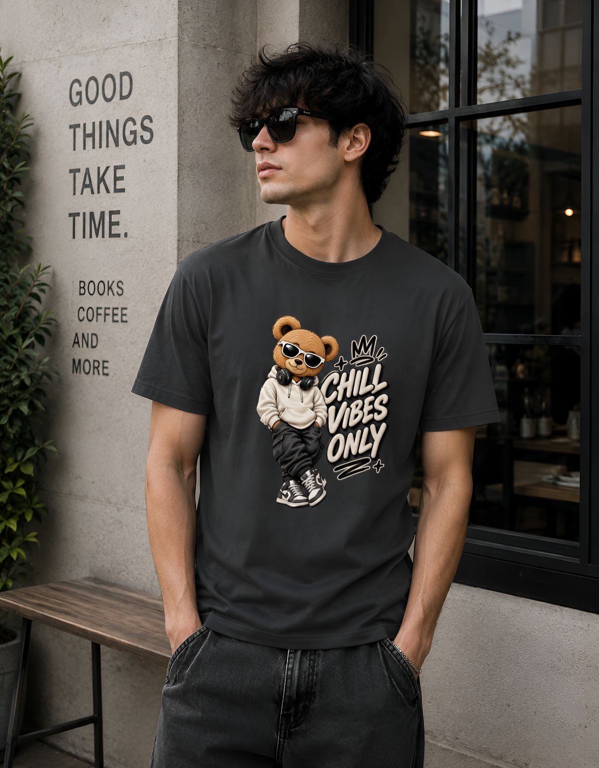 Chill Vibes Only Bear Unisex Classic Crew T-Shirt