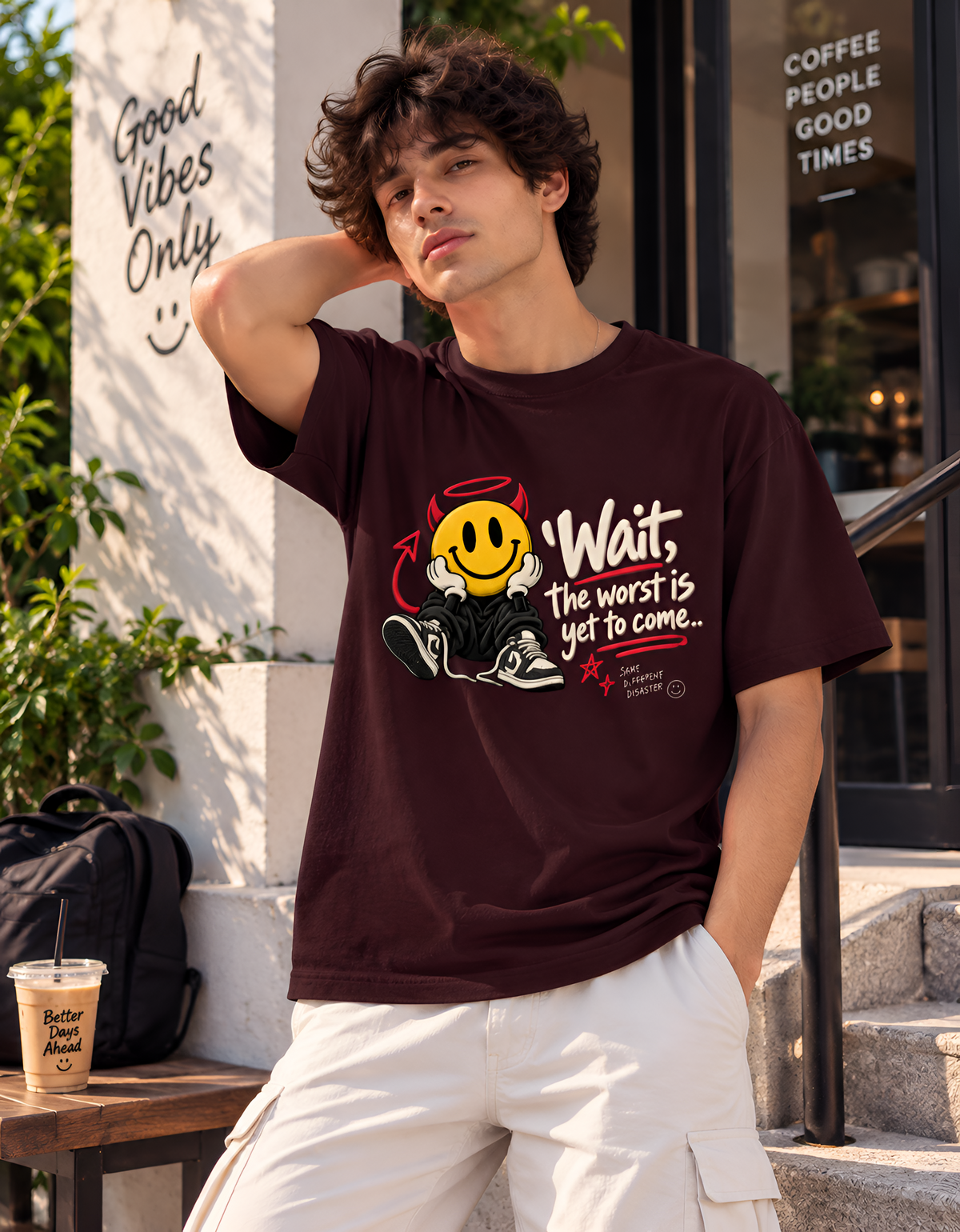 "Wait, The Worst Is Yet To Come" Devil Smiley Unisex Classic Crew T-Shirt