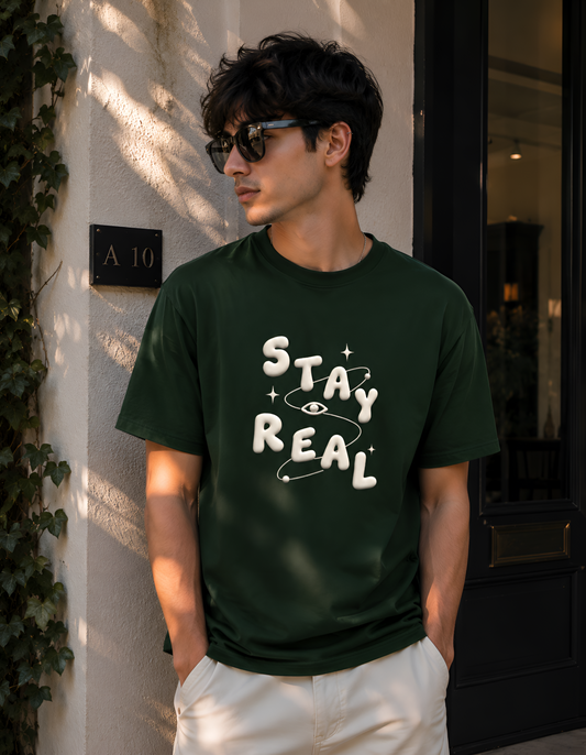 Stay Real Puff Print Unisex Tee