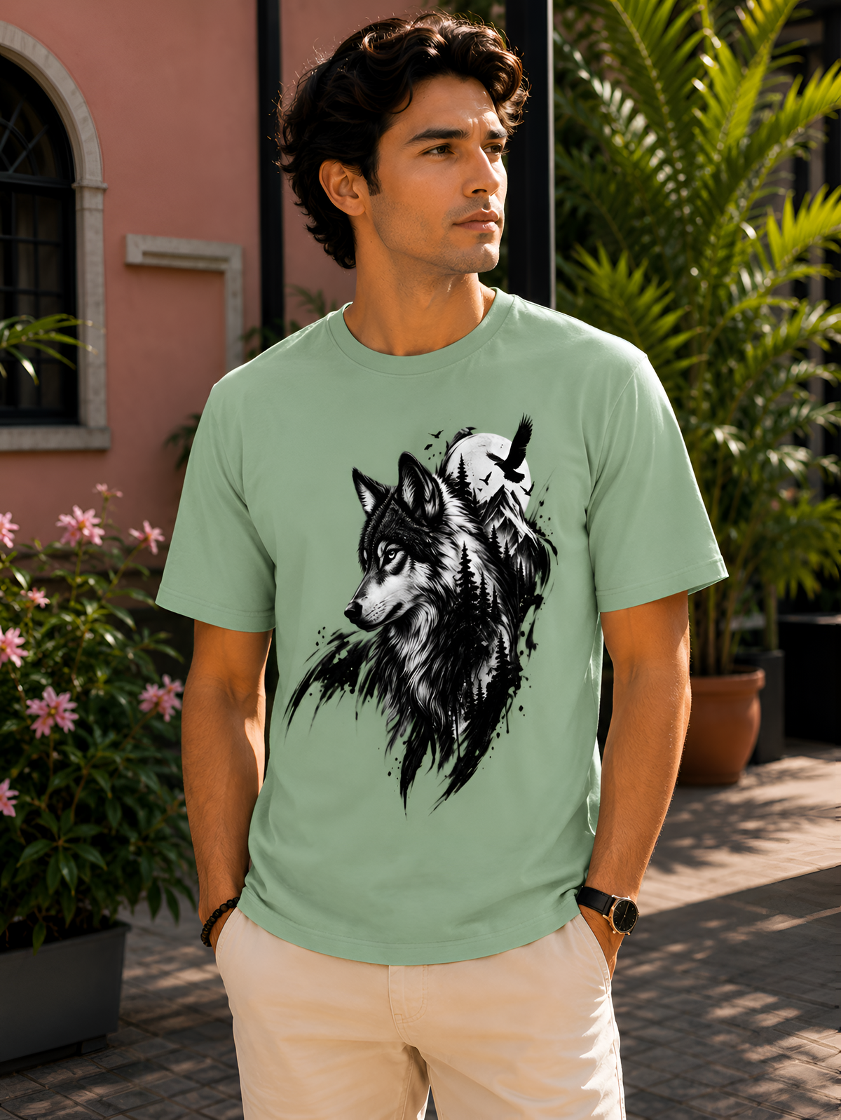 Wilderness Spirit Wolf Sky Unisex Tee