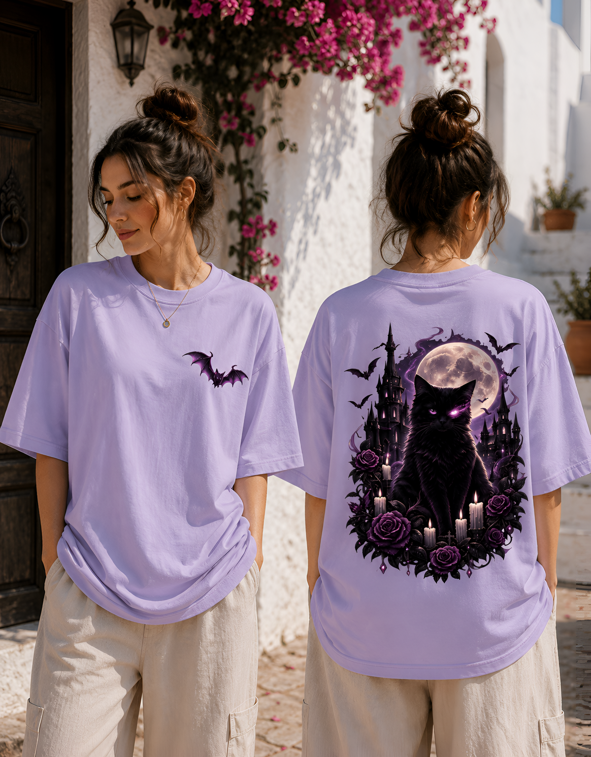 Shadow Bat Lavender Oversized Unisex T-Shirt