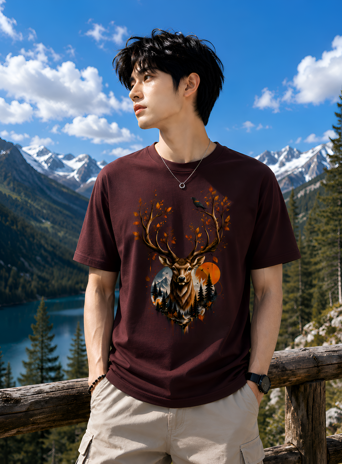 Autumn Stag Nature Graphic Unisex Tee
