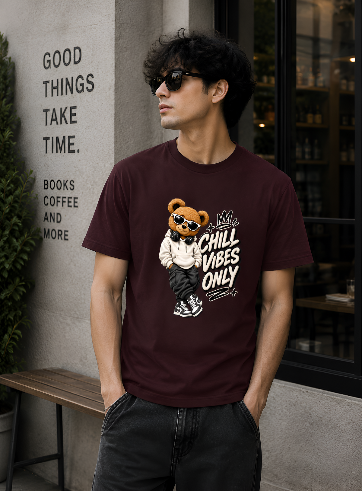Chill Vibes Only Bear Unisex Classic Crew T-Shirt