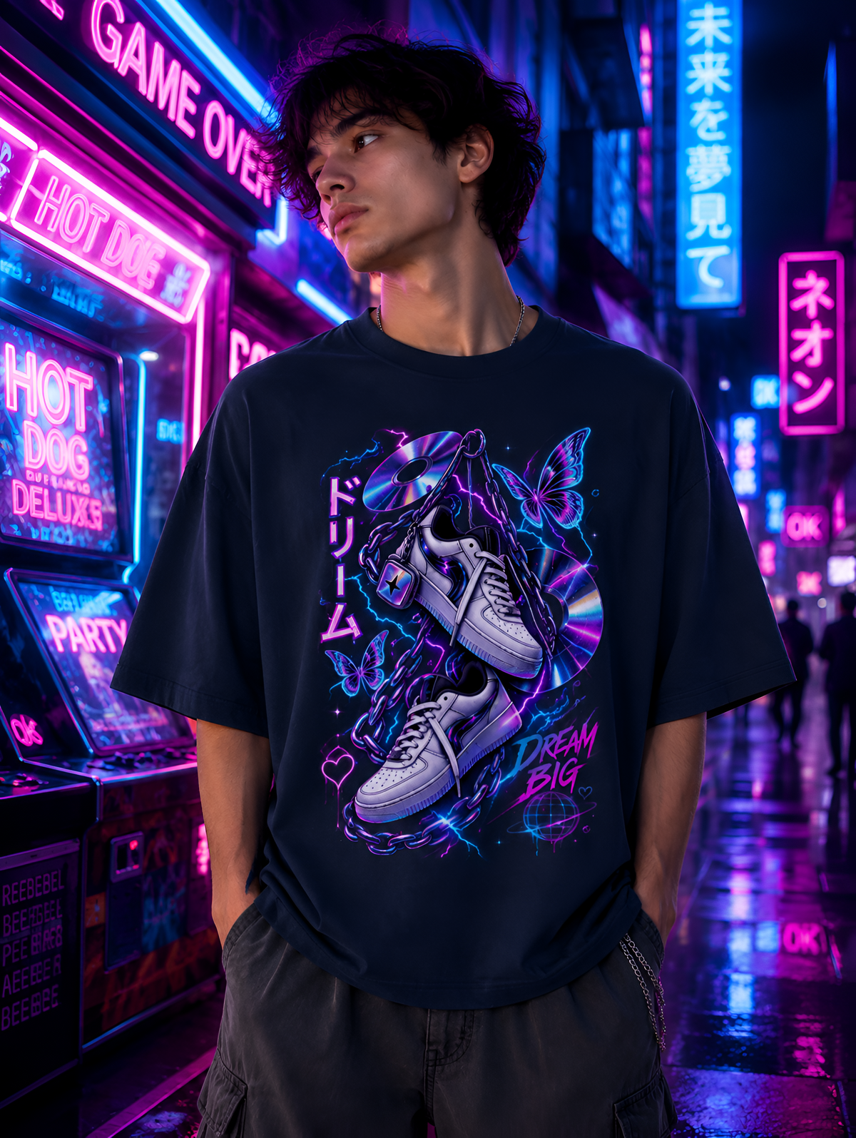 Cyber Dream Y2K Puff Print Unisex Oversized Tee