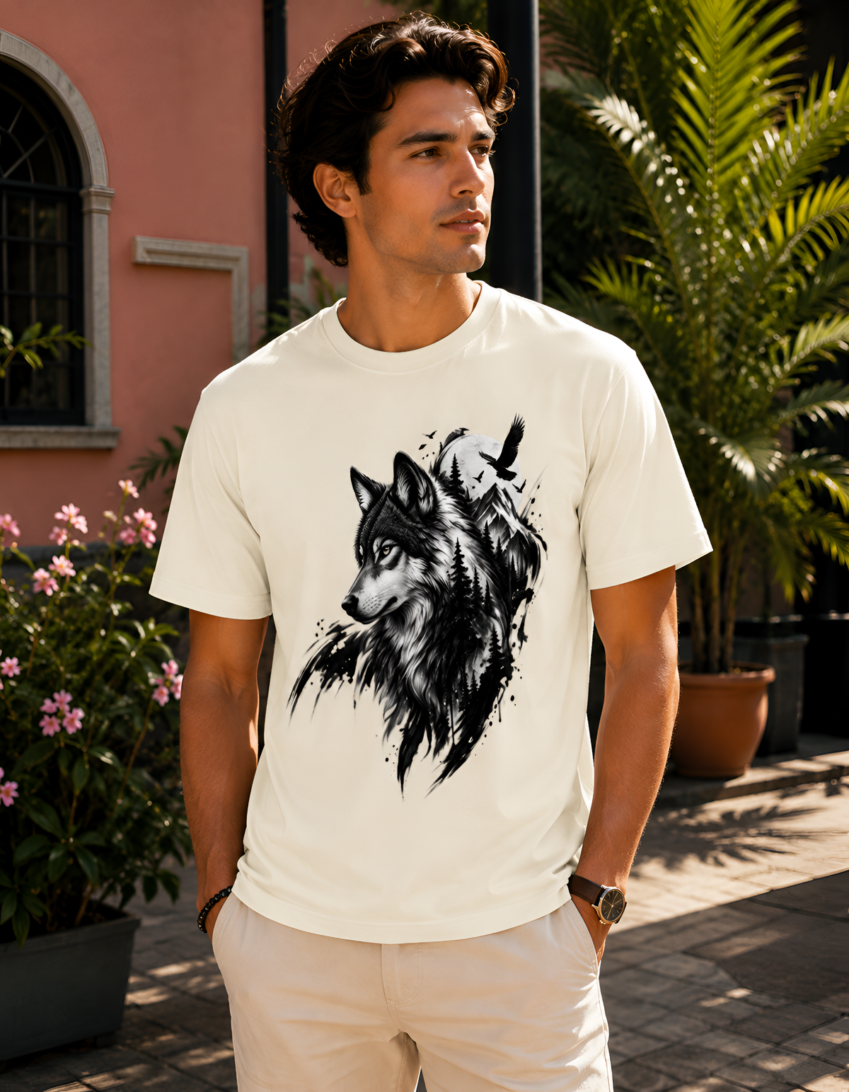Wilderness Spirit Wolf Sky Unisex Tee