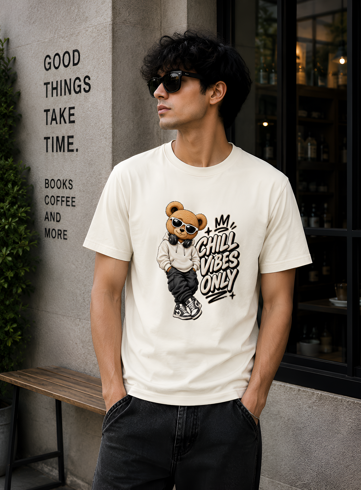 Chill Vibes Only Bear Unisex Classic Crew T-Shirt