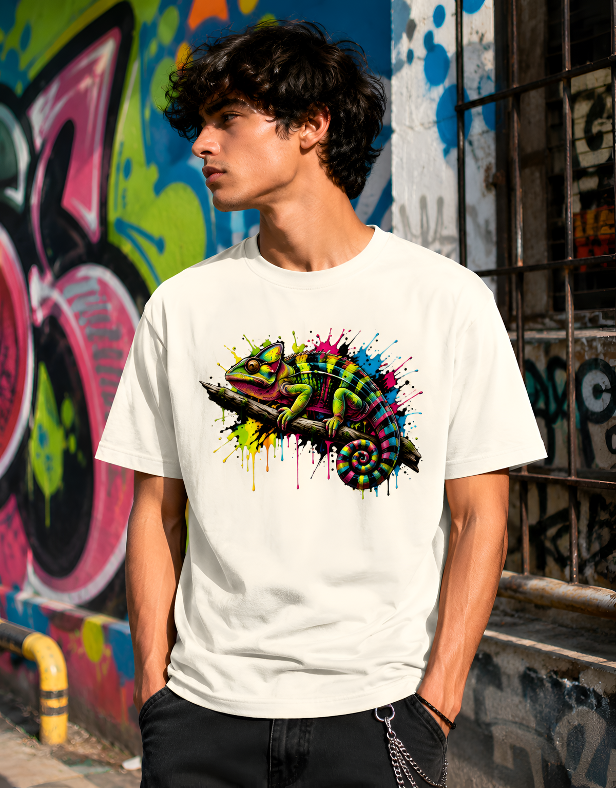 Chameleon Puff Print Unisex Classic Crew T-Shirt