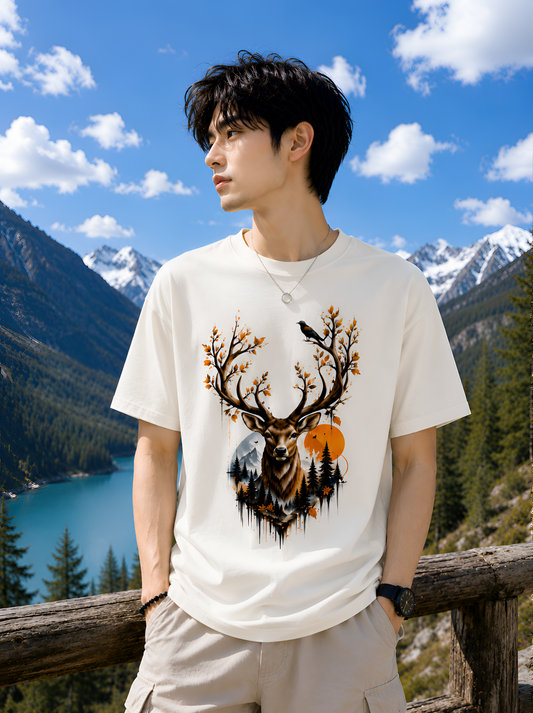 Autumn Stag Nature Graphic Unisex Tee