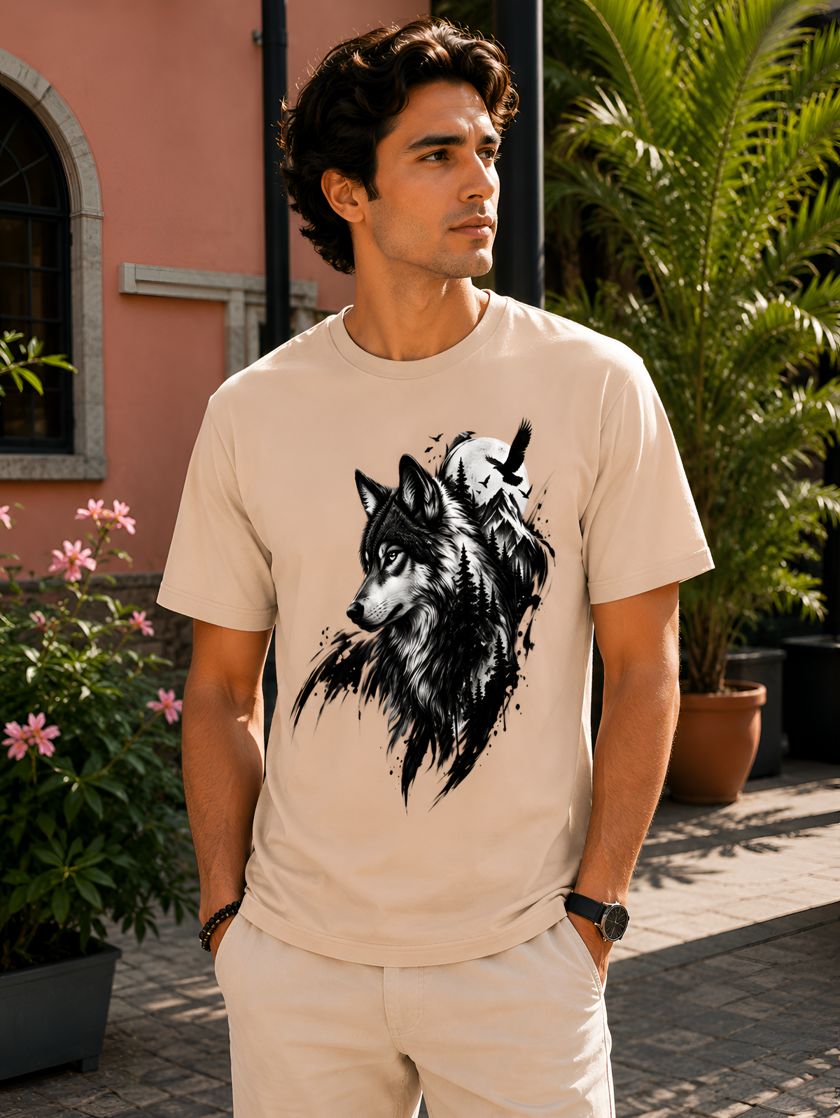 Wilderness Spirit Wolf Sky Unisex Tee