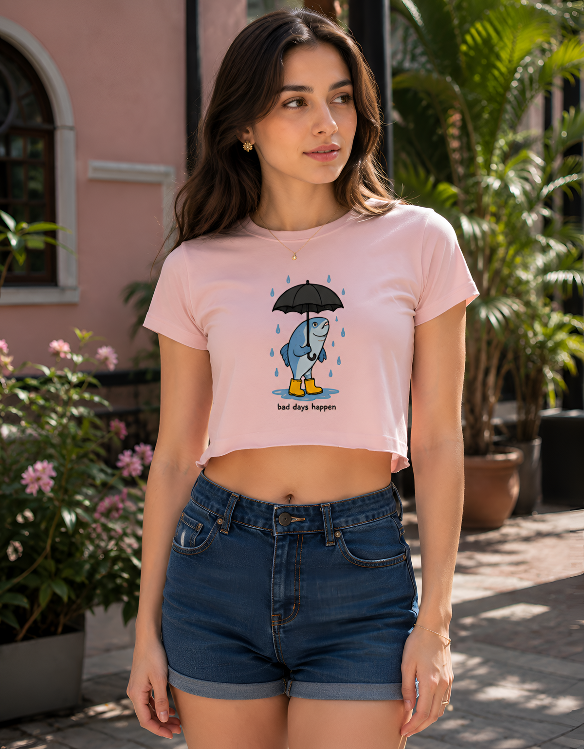 Bad Days Happen Shark Crop Top